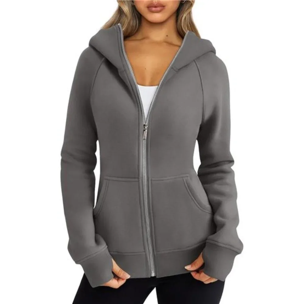 Queen Womens Zip Up‎ Hoodies Fleece Jackets Sweats Fall Outfits Sweaters Pockets